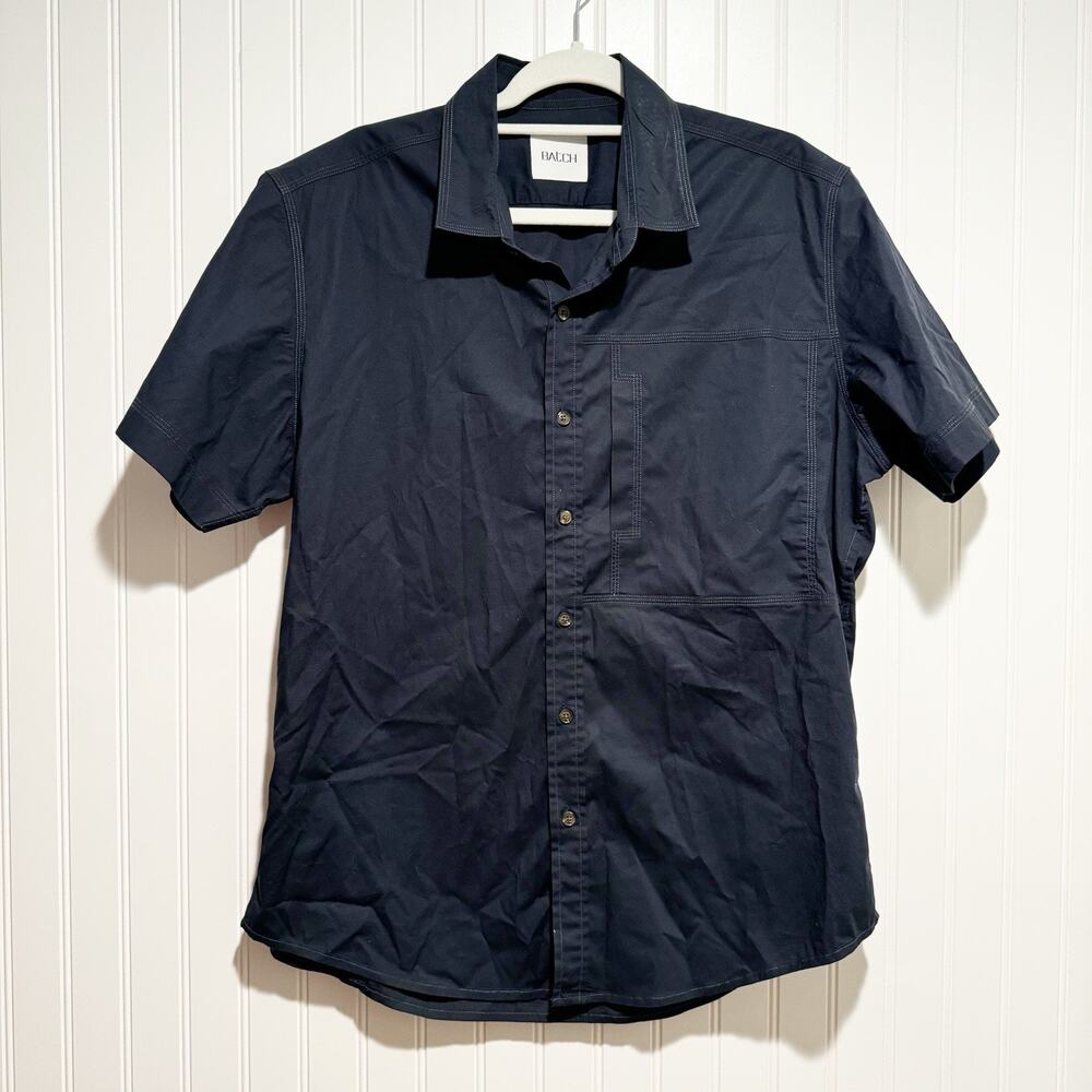 Batch Clothing Navy Blue Cotton Camp Shirt Mens Large